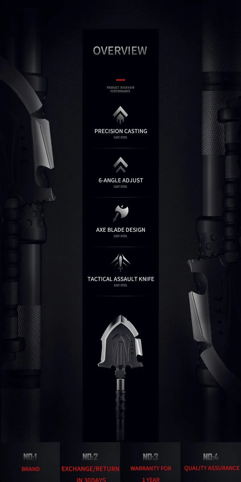 F-A3 Tactical Shovel w/Military Pouch and Handle Extension 2 Pack