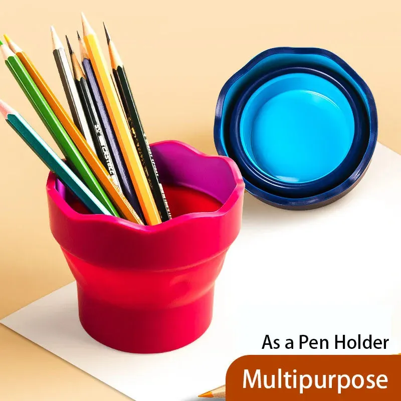 Faber-Castell Clic & Go Artist Water Cup - Dark Green Paint Brush Washer Folding Washing Bucket Retractable Brush Bucket