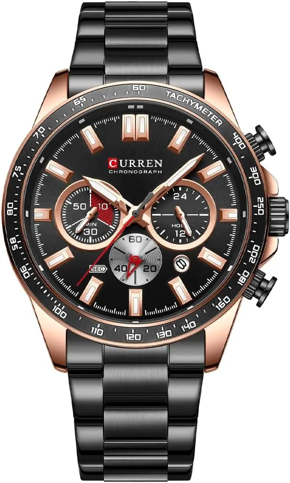 Fashion Chronograph Waterproof Quartz Watches for Men Luxury Calendar Wristwatches Stainless Steel Business Watch