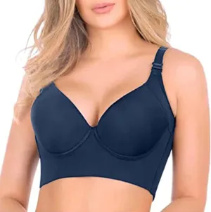 Fashion Deep Cup Bra Hides Back Fat Full Back Coverage Bra with Shapewear Incorporated Plus Size Push Up Sports Bra