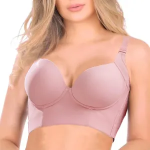 Fashion Deep Cup Bra Hides Back Fat Full Back Coverage Bra with Shapewear Incorporated Plus Size Push Up Sports Bra