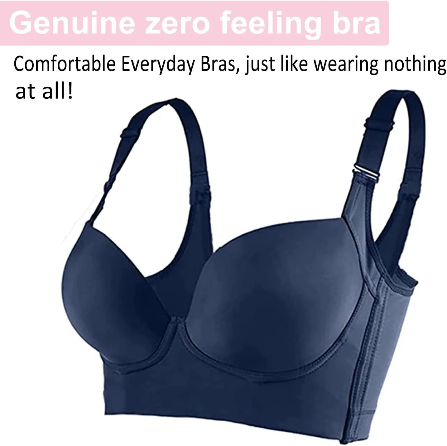 Fashion Deep Cup Bra Hides Back Fat Full Back Coverage Bra with Shapewear Incorporated Plus Size Push Up Sports Bra