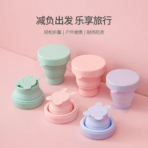 FaSoLa Collapsible Silicone Cup - Cute Bear Design, Mint Green, 170ml
