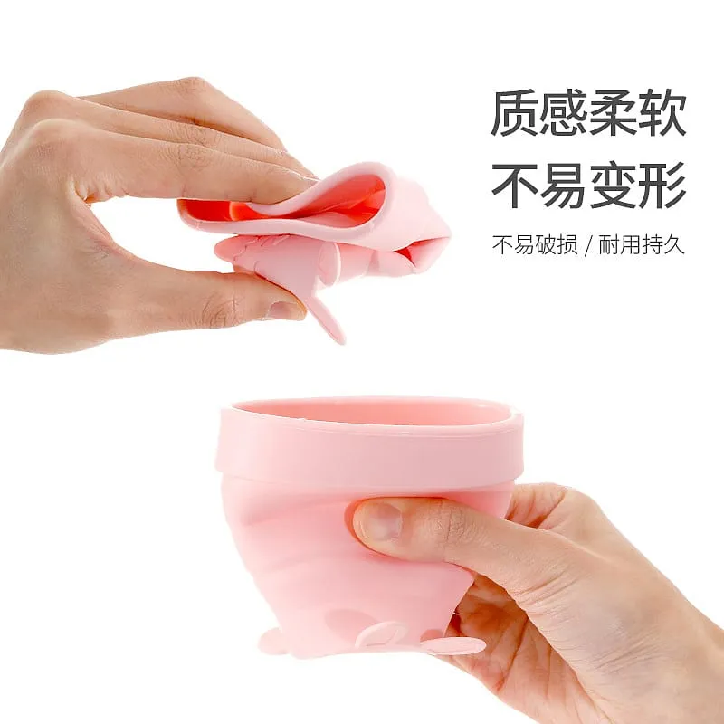 FaSoLa Collapsible Silicone Cup - Cute Bear Design, Mint Green, 170ml