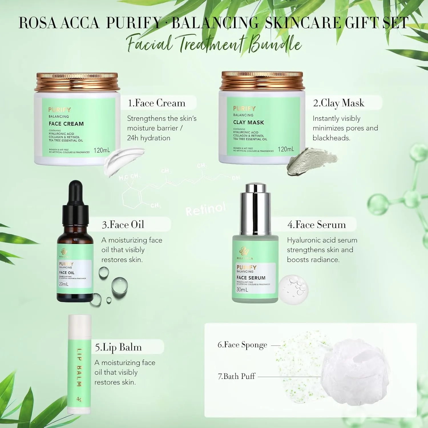 Father's Day Gift, Facial Skin Care Set & Spa Kit - Gift for Men & Women Ideas, Self-care Relaxation Gifts, Skin Care Collection with Essential Oils, Hyaluronic Acid Serum, Vitamin E, Tea Tree, Dad