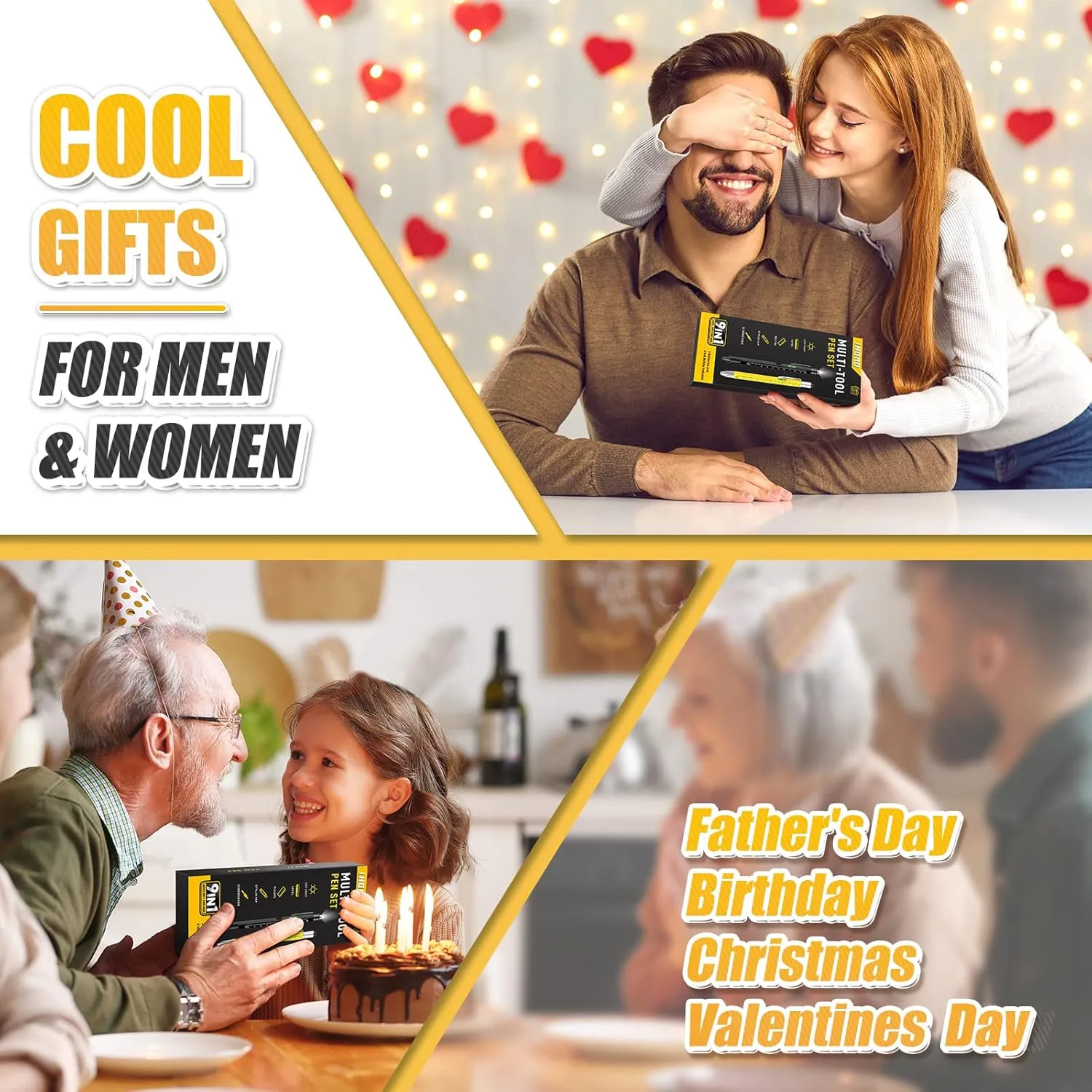 Father's Day Gifts from Daughter/Wife/Son, 9 in 1 Multitool Pen Unique Gifts for Men Dad Husband Boyfriend, Cool Gadgets for Mens Gifts, Tools for Men