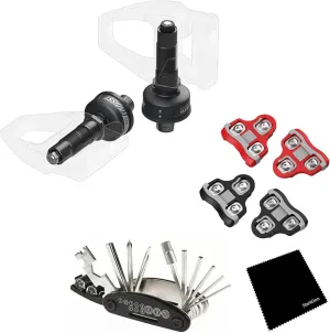 Favero Assioma Duo-Shi IP67 Upgraded Professional Cycling Real Dual-Sided Power Meter Cycling ANT  Connectivity Gyroscope Sensors Pedals Bundled with Extra Cleats, Cleaning Cloth and Multi Tool Kit