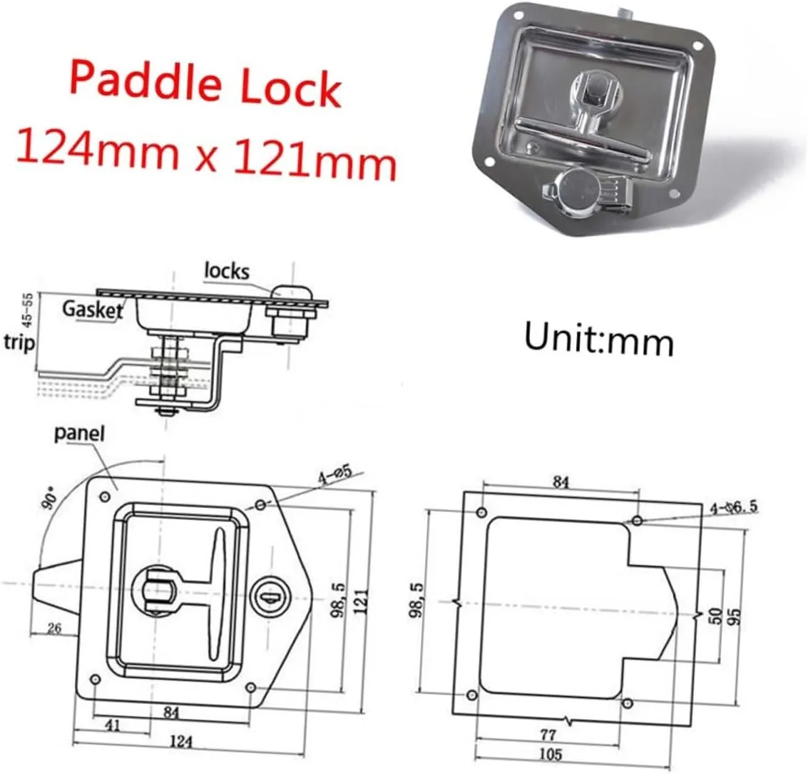 FAVOMOTO Stainless Steel Trailer Lock Box T-shaped Handle 2 Pcs Trailer Tool Box Locks for Rv Car Accessory
