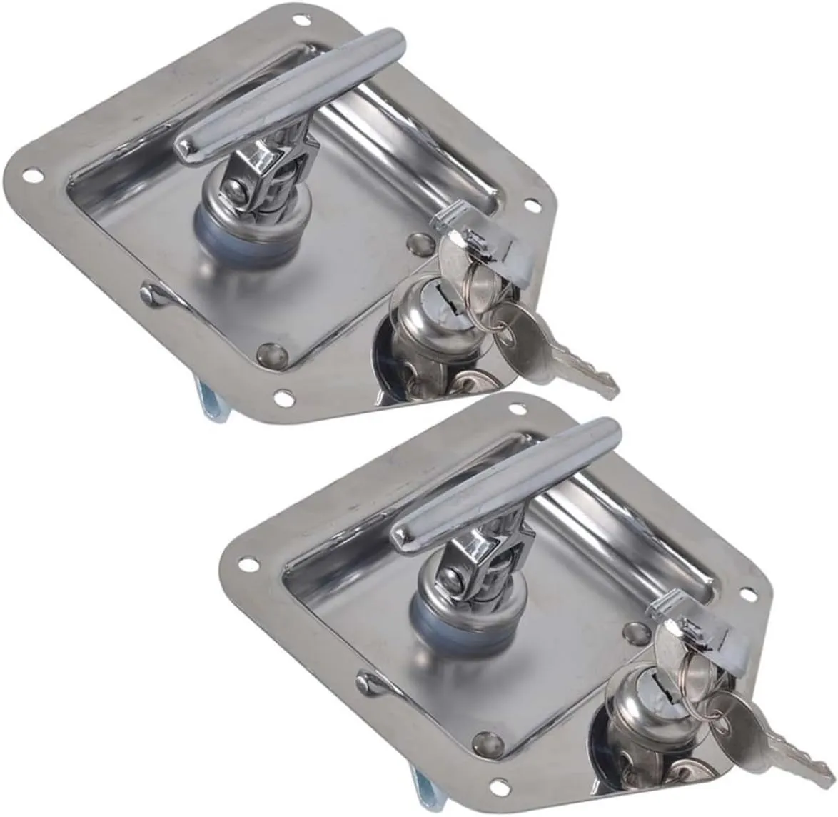 FAVOMOTO Stainless Steel Trailer Lock Box T-shaped Handle 2 Pcs Trailer Tool Box Locks for Rv Car Accessory