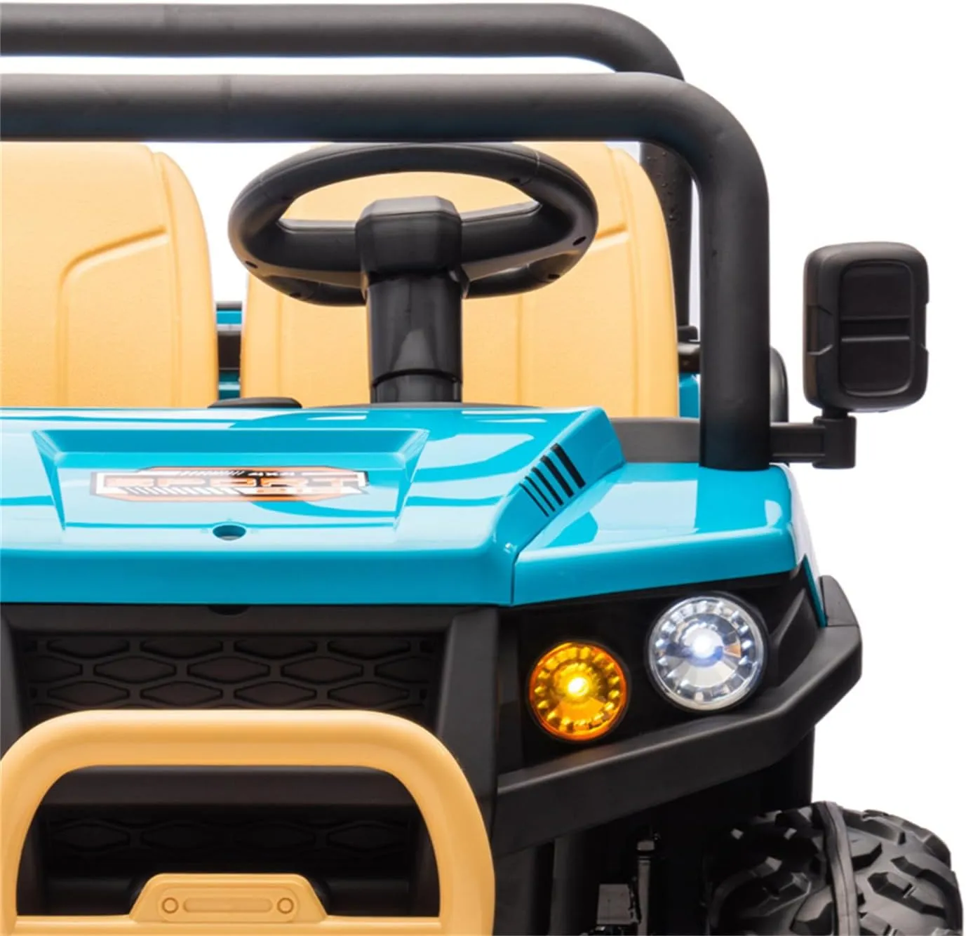 FINITO 24V 4WD Ride On Electric Dump Truck for Kids with Parents Remote Control, Electric Vehicles with Dump Bed and 4 EVA Wheels, Battery Powered Side by Side Buggy, 2 Seater Ride On Tractor, Blue