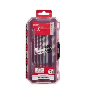 Fits Milwaukee Shockwave 7-Piece Multi-Material Drill Bit Set, for Concrete, Wood, Metal, PVC