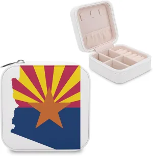 Flag Map of Arizona Mini Jewelry Box Organizer Case Travel Earrings Rings Necklace and Small Items Holder Boxes Storage