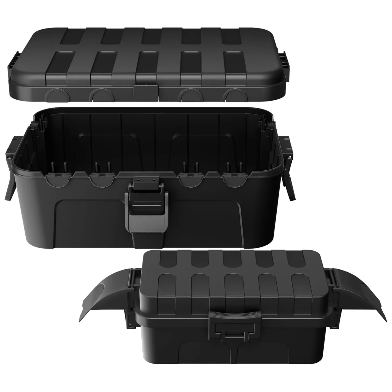 Flemoon Large Outdoor Electrical Box Waterproof (12.5” x 8.5” x 5”), Bundle w/1 Small Weatherproof Electrical Connection Box (8.1” x 4.9” x 3.1”) for Power Strip, Outlet, Holiday String Light, Black