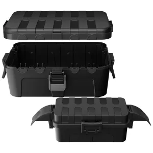 Flemoon Large Outdoor Electrical Box Waterproof (12.5” x 8.5” x 5”), Bundle w/1 Small Weatherproof Electrical Connection Box (8.1” x 4.9” x 3.1”) for Power Strip, Outlet, Holiday String Light, Black