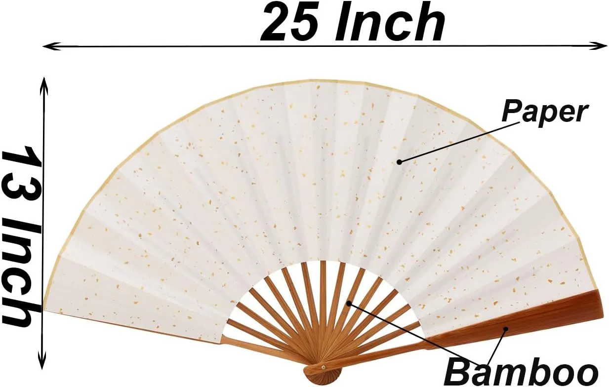 Folding Fan,Chinese Style Hand Held Fans, High Quality Bamboo Paper Traditional Chinese Arts Folding Fans with Gift Box,Works of art made of wood and Bamboo (White Gift Fan)