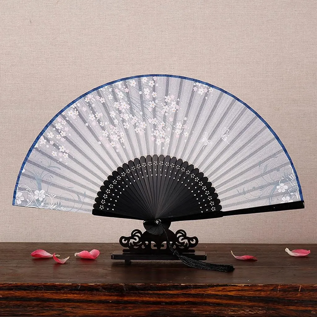 Folding Fan,Hand Fan Folding, Classical Craft Dance Catwalk Fan Ladies Silk Gift Folding Fan for Wedding Gift Party Favors Chinese Handheld Folding Fan (Color : G) (A) (Color : E)