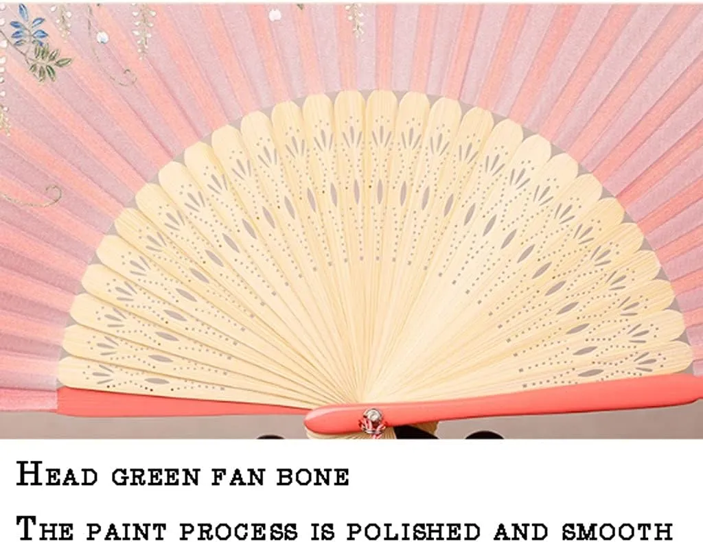 Folding Fan,Hand Fan Folding, Classical Craft Dance Catwalk Fan Ladies Silk Gift Folding Fan for Wedding Gift Party Favors Chinese Handheld Folding Fan (Color : G) (A) (Color : E)