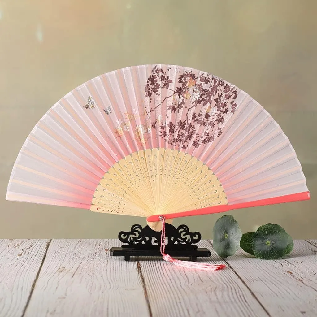 Folding Fan,Hand Fan Folding, Classical Craft Dance Catwalk Fan Ladies Silk Gift Folding Fan for Wedding Gift Party Favors Chinese Handheld Folding Fan (Color : G) (A) (Color : E)