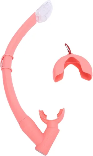 Folding Freediving Snorkel Tube, Roll Up Snorkel Portable 2 in 1 Silicone for Diving (Pink)