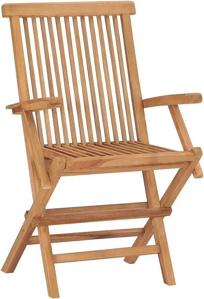 Folding Patio Chairs 2 pcs Solid Teak Wood Outdoor Chairs Comfortable Lounge Chairs for Garden, Patio, Backyard, Balcony with Durable and Weather-Resistant Design
