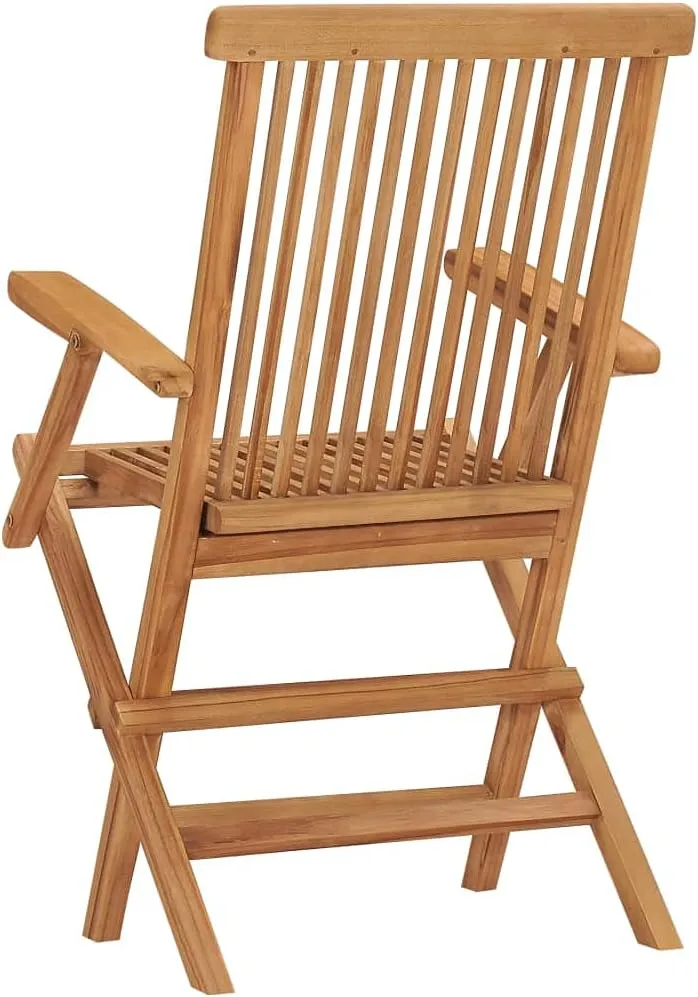 Folding Patio Chairs 2 pcs Solid Teak Wood Outdoor Chairs Comfortable Lounge Chairs for Garden, Patio, Backyard, Balcony with Durable and Weather-Resistant Design