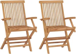 Folding Patio Chairs 2 pcs Solid Teak Wood Outdoor Chairs Comfortable Lounge Chairs for Garden, Patio, Backyard, Balcony with Durable and Weather-Resistant Design
