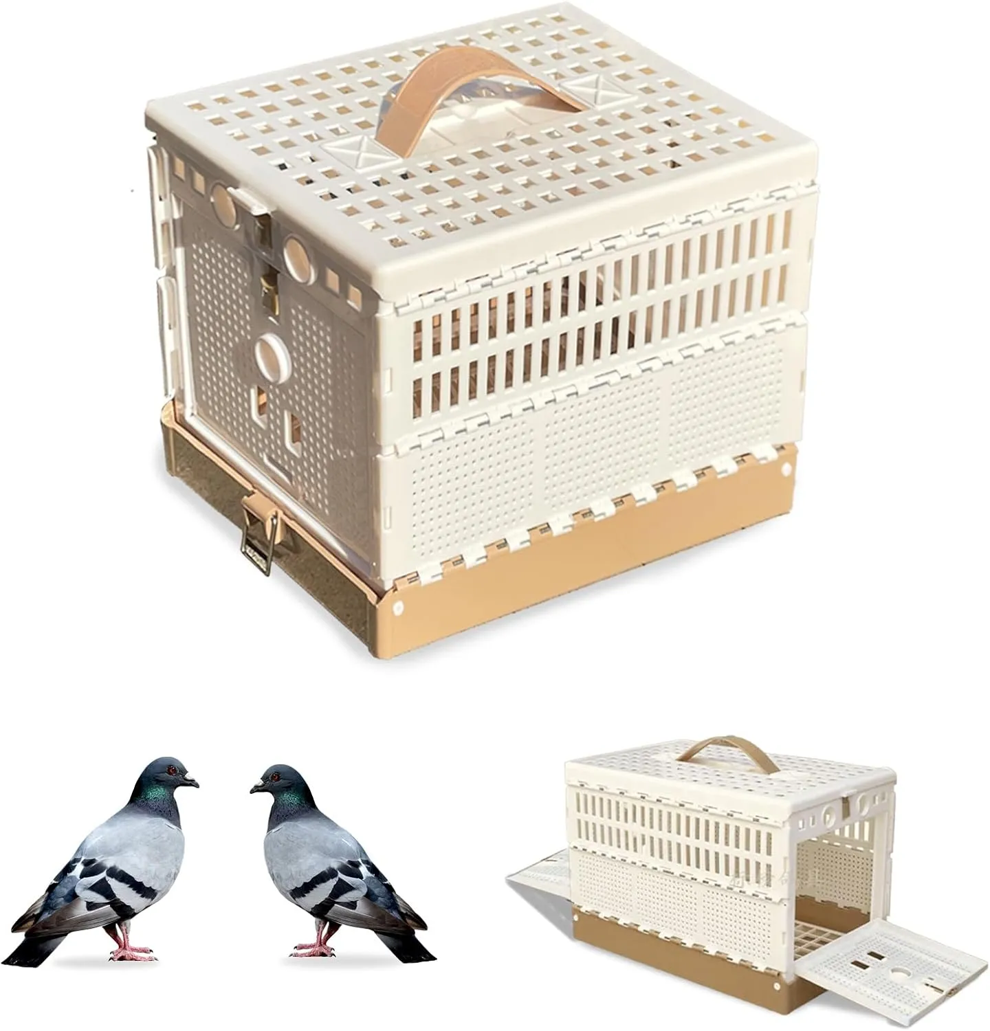 Folding Pigeon Cage Racing Pigeons Travel Cage Pairing Cage Plastic Two Doors Nest Box for Training and Release, Competition(S)