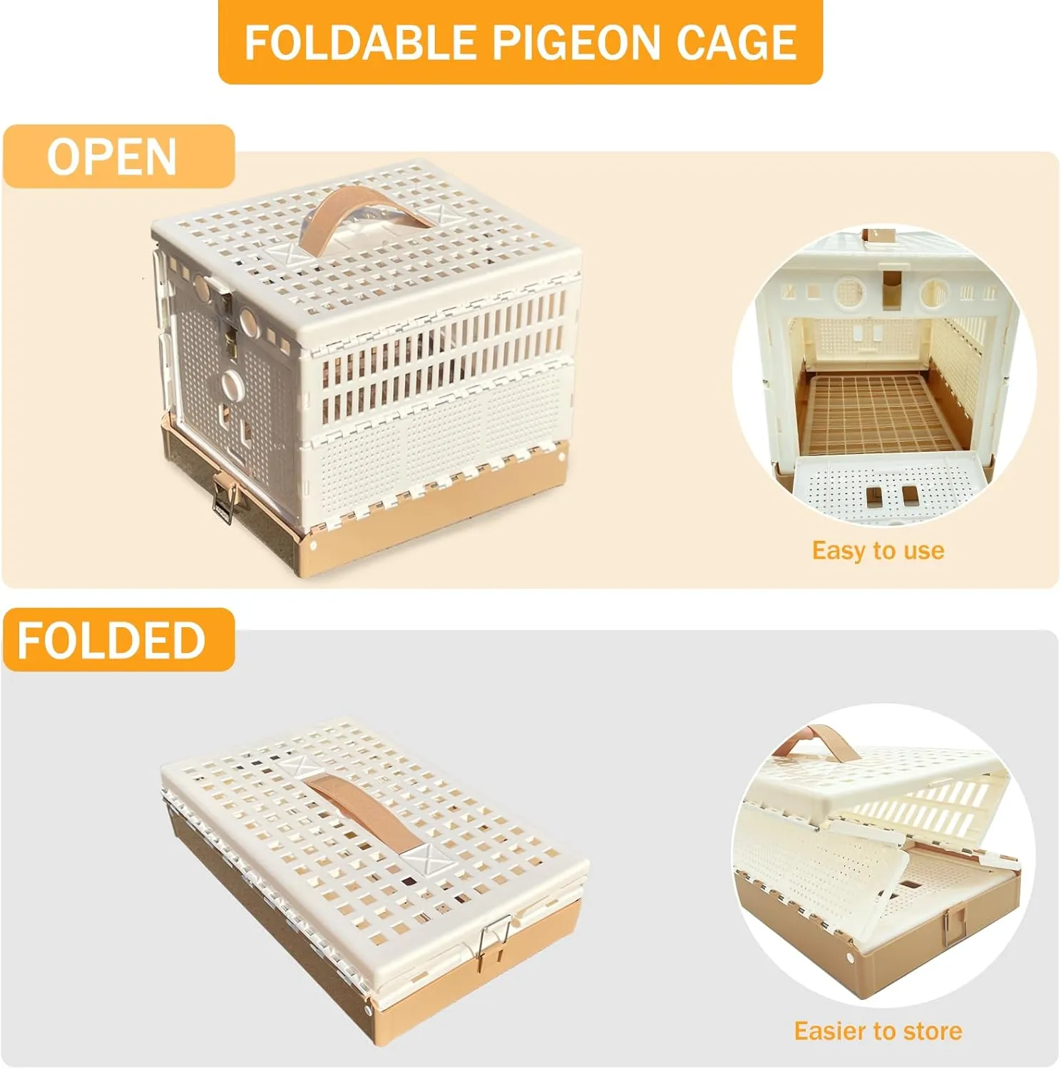 Folding Pigeon Cage Racing Pigeons Travel Cage Pairing Cage Plastic Two Doors Nest Box for Training and Release, Competition(S)