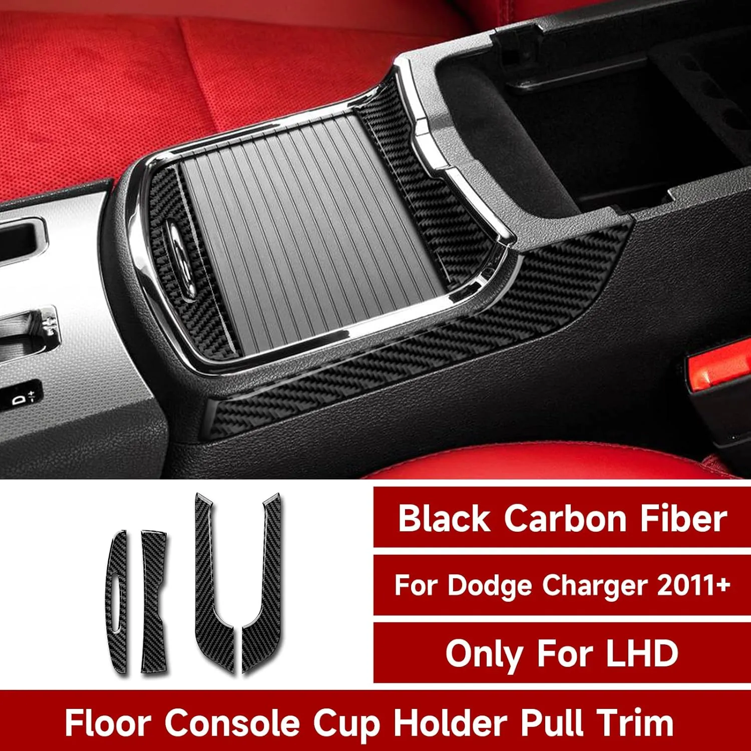 for 2011-2023 Dodge Charger / 2015-2023 Chrysler 300 Accessories Center Armrest Box Cover Decals Carbon Fiber Stickers