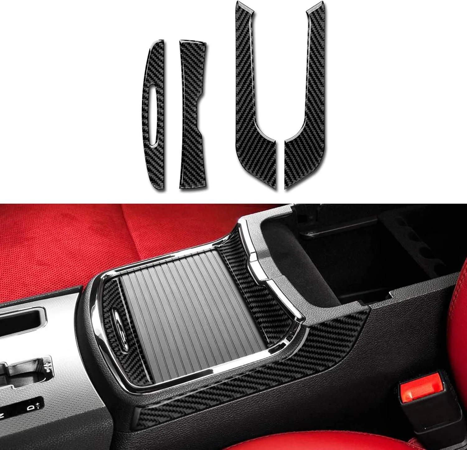 for 2011-2023 Dodge Charger / 2015-2023 Chrysler 300 Accessories Center Armrest Box Cover Decals Carbon Fiber Stickers