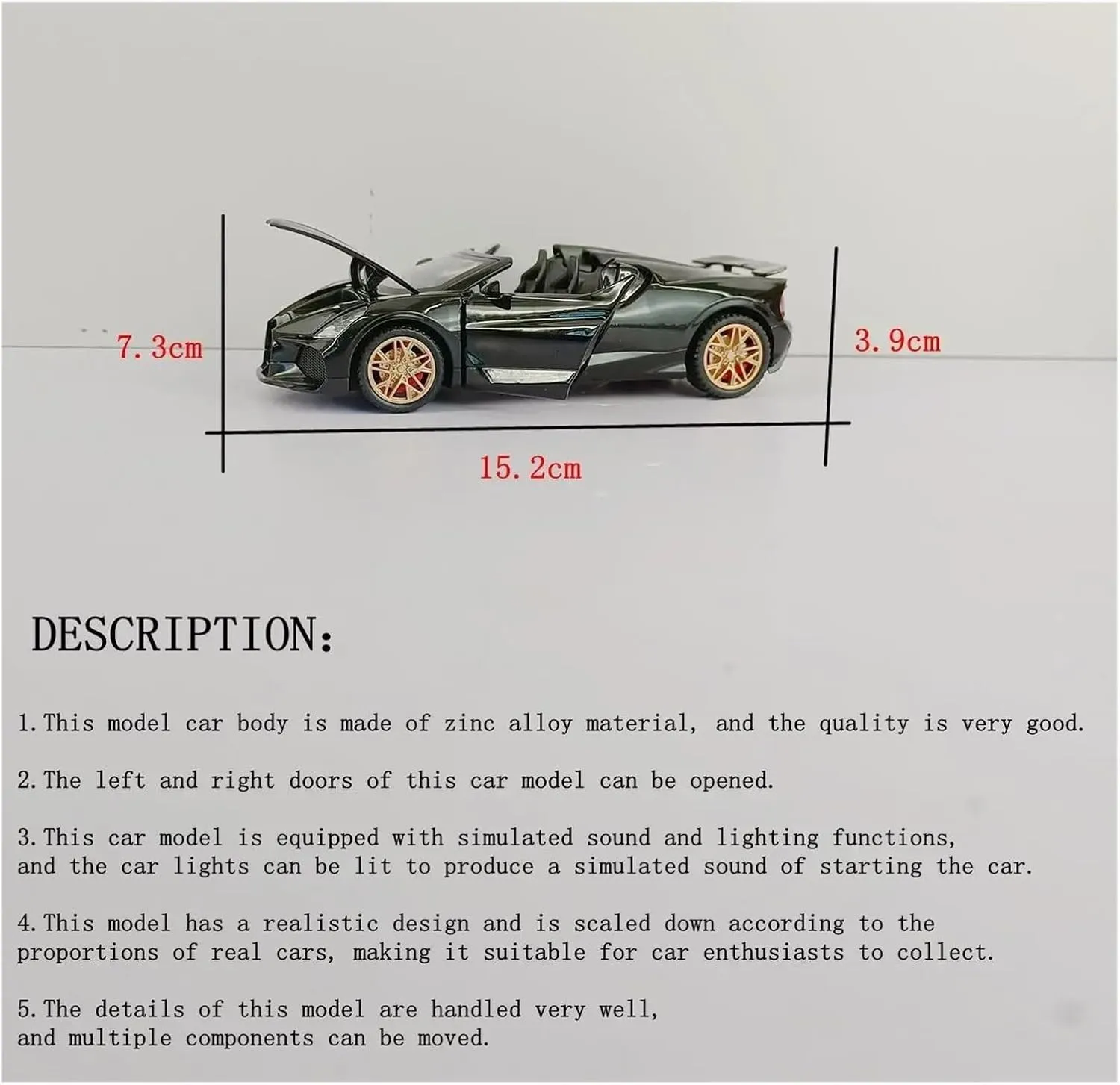 for Bugatti Mistral 1:32 Alloy Sports Car Model Die Casting Racing Simulation Sound Light Gift(Black)