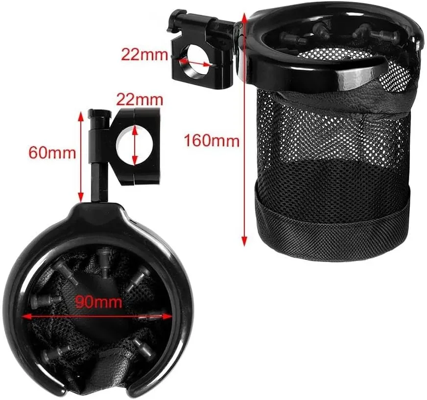 for Har&Ley Sportster Fatb&oy Dyna Softail Touring Road King Motorcycle Handlebar Cup Bottle Drink Holder 25mm/ 22mm Drink Holder(Chrome,22mm)