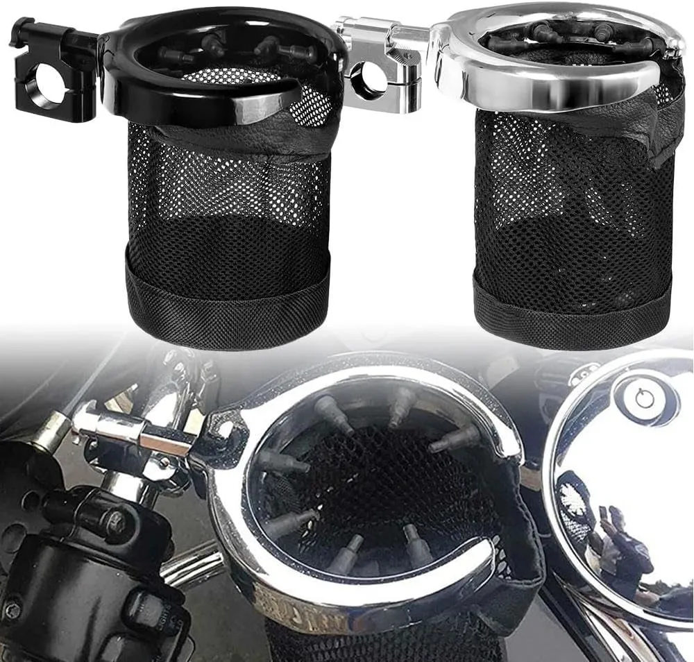 for Har&Ley Sportster Fatb&oy Dyna Softail Touring Road King Motorcycle Handlebar Cup Bottle Drink Holder 25mm/ 22mm Drink Holder(Chrome,22mm)