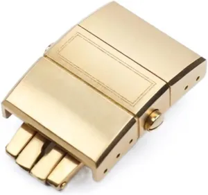 For Ulysse Nardin Athens Strap Folding Buckle Rubber Silicone 316 stainless Steel Butterfly Clasp 20mm (Color : Gold Color, Size : 20mm With Logo)