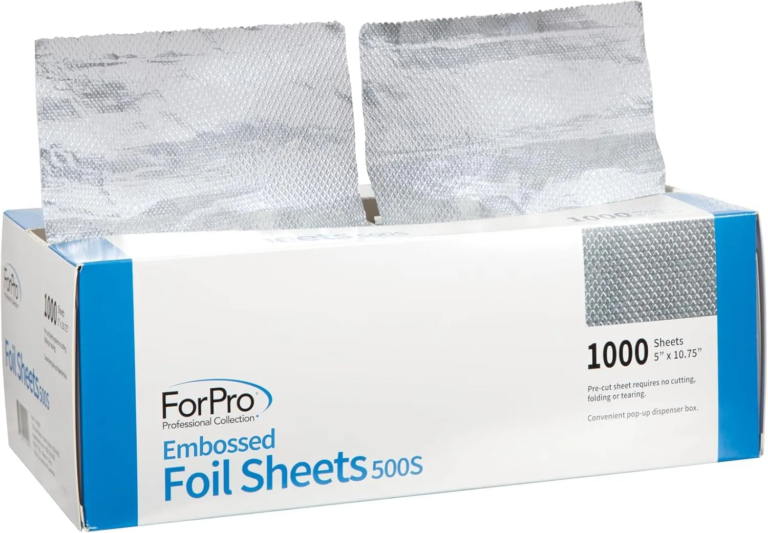 ForPro Embossed Foil Sheets 500S, Aluminum Foil, Pop-Up Foil Dispenser, Hair Foils & ForPro Expert Embossed Aluminum Foil Roll, 320 Ft Hair Foils for Color Application and Highlighting