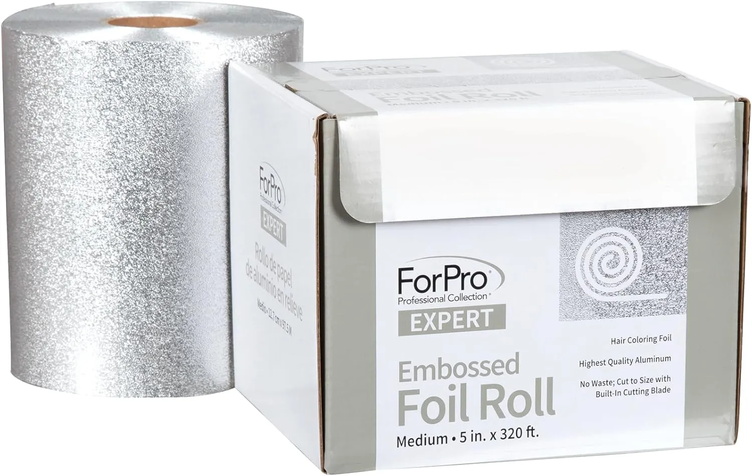 ForPro Embossed Foil Sheets 500S, Aluminum Foil, Pop-Up Foil Dispenser, Hair Foils & ForPro Expert Embossed Aluminum Foil Roll, 320 Ft Hair Foils for Color Application and Highlighting
