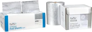 ForPro Embossed Foil Sheets 500S, Aluminum Foil, Pop-Up Foil Dispenser, Hair Foils & ForPro Expert Embossed Aluminum Foil Roll, 320 Ft Hair Foils for Color Application and Highlighting