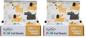 ForPro FUN Doggone Delight 5" Foil Sheets, Aluminum Foil, Pop-Up Foil Dispenser, Hair Foils for Color Application and Highlighting Services, Food Safe, 5” W x 10.75” L, 100-Count (Pack of 2)