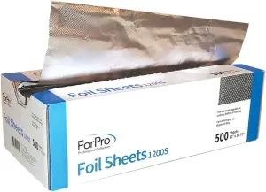 ForPro Professional Collection Embossed Foil Sheets 1200S, Aluminum Foil, Pop-Up Dispenser, for Hair Color Application and Highlighting Services, Food Safe, 12” W x 10.75” L, 500-Count