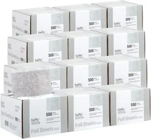 ForPro Professional Collection Expert Embossed Foil Sheets 500S, Aluminum, Pop-Up Foil Dispenser, Hair Foils for Color Application & Highlighting Services, Food Safe, 5” W x 10.75” L, (Pack of 12)