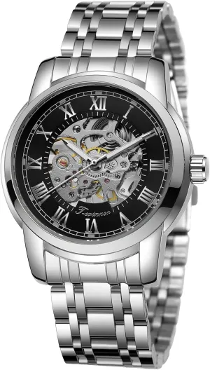 FORSINING Men's Mechanical Watch Stainless Steel Automatic Kids Roman Number Analog Waterproof Watch