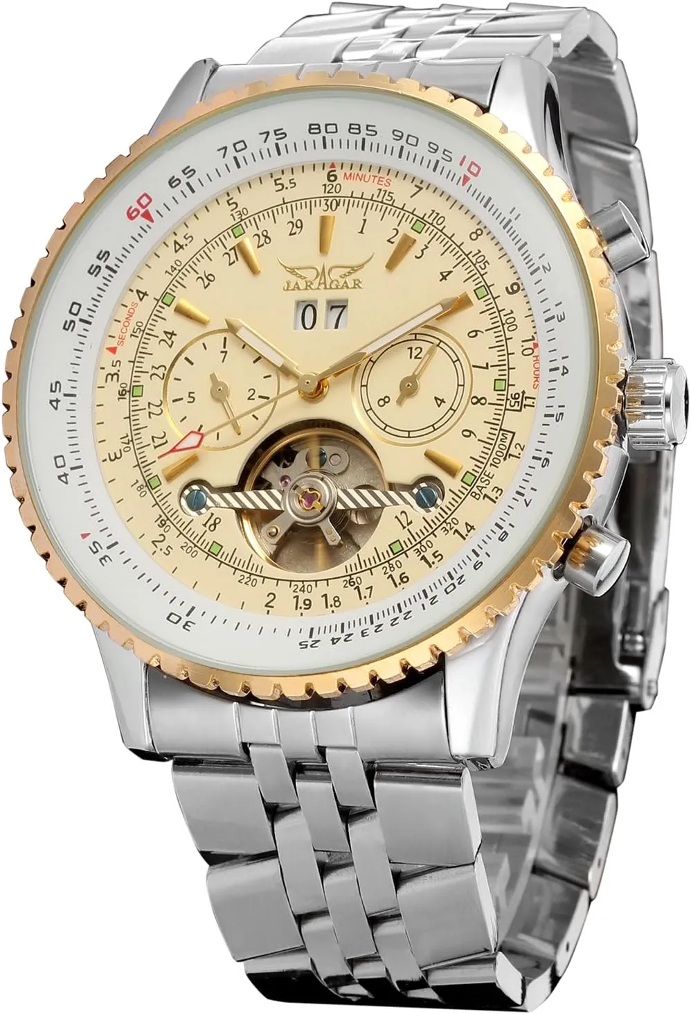 FORSINING Men's Self Winding Waterproof Automatic Stainless Steel Skeleton Tourbillon Calendar Wrist Watch