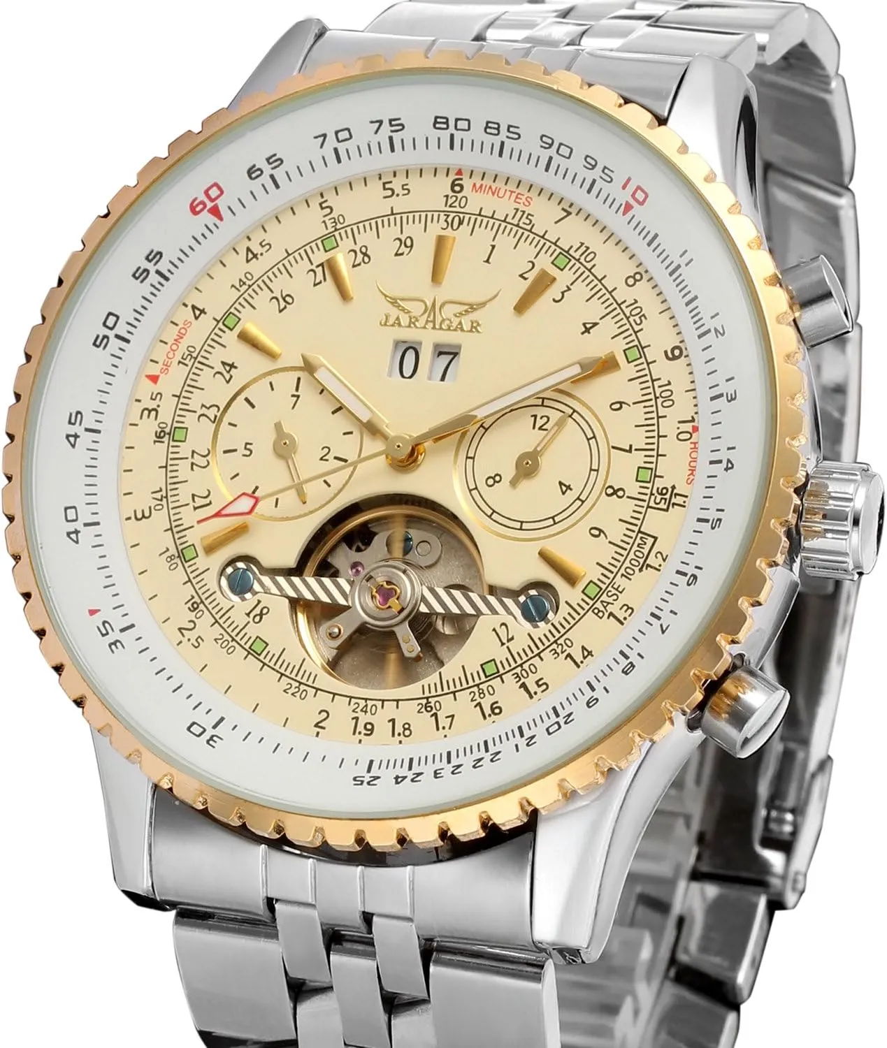 FORSINING Men's Self Winding Waterproof Automatic Stainless Steel Skeleton Tourbillon Calendar Wrist Watch