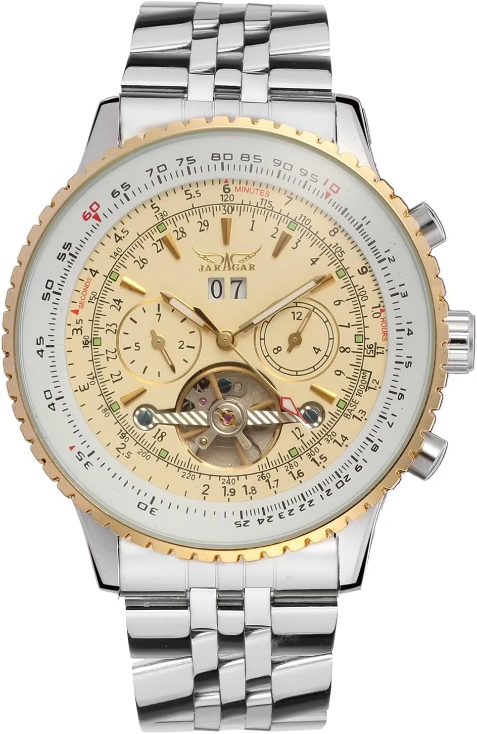 FORSINING Men's Self Winding Waterproof Automatic Stainless Steel Skeleton Tourbillon Calendar Wrist Watch