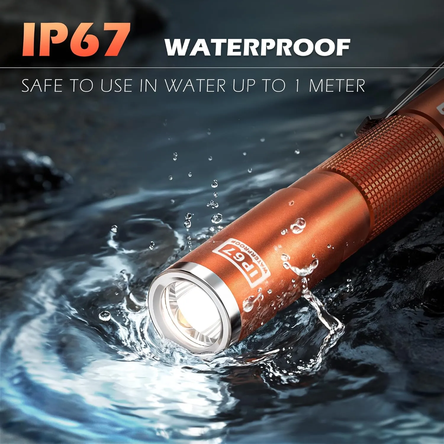 FORTO 3 Pack Pen Light 200 Lumen Pocket Flashlight, IP67 Waterproof and 2 Modes, with AAA Batteries Handheld Flash Lights for Inspection, Emergency(Orange)