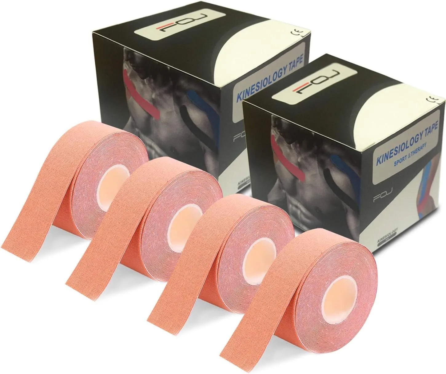 FOU Kinesiology Recovery Therapeutic Tape, Waterproof Muscle Support for Athlete,Sports Injury Tape 1 inch x 16.4 ft / 2.5cm x 5m