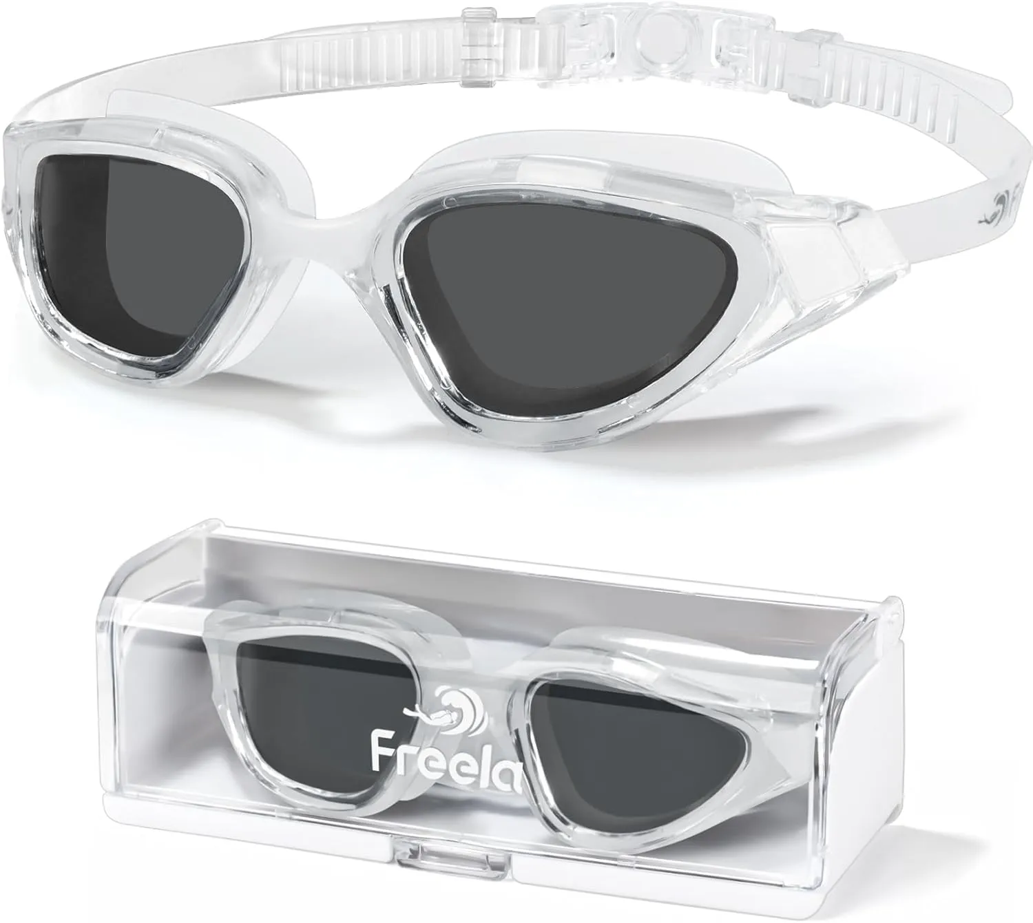 Freela Polarized Unisex Adult Swimming Goggles, UV400 Protection Anti Fog 180° Wide Clear View for Men Women Youth