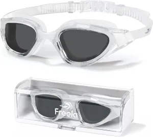 Freela Polarized Unisex Adult Swimming Goggles, UV400 Protection Anti Fog 180° Wide Clear View for Men Women Youth