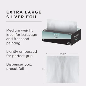 Fromm Color Studio Medium Weight Pop Up Hair Foil in Silver, 9" x 10.75" Embossed Aluminum Foil Sheets, Hair Foils For Highlighting and Coloring - 500 Foil Sheets (Pack of 2)