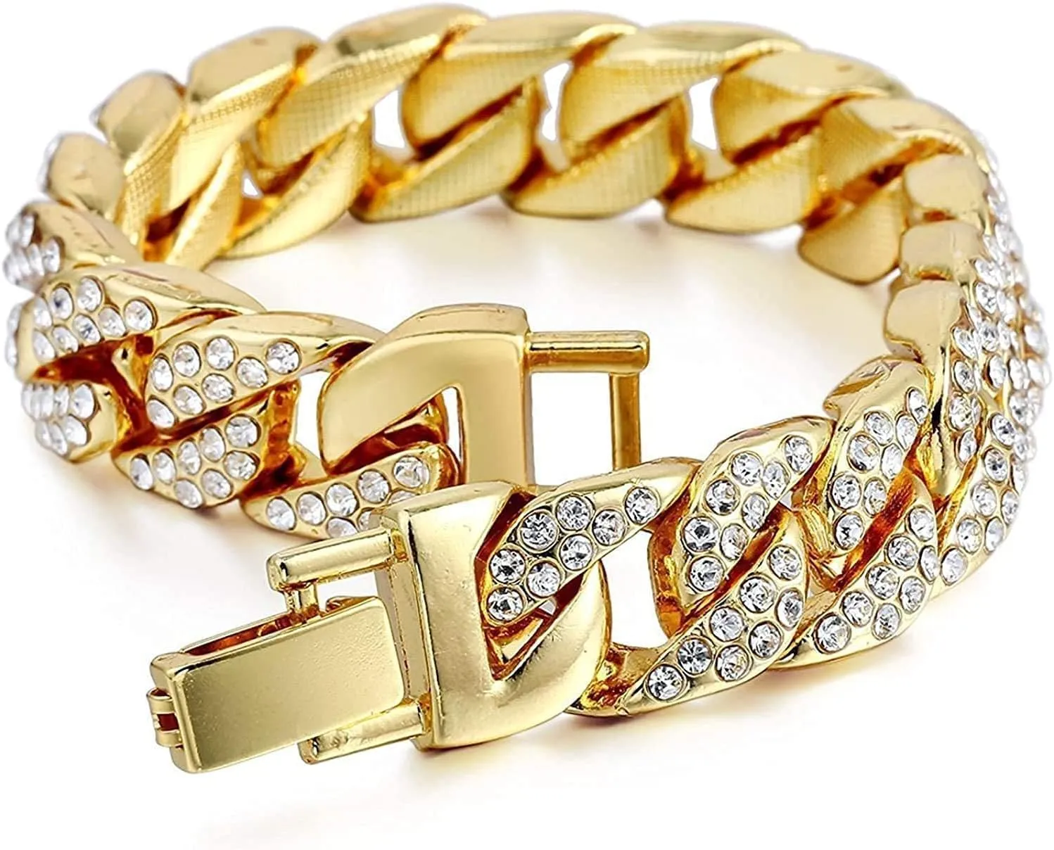 Fully Iced Mens Big Rocks Bezel Color Dial with Roman Numerals, Cuban Chain Bracelet, Cuban Necklace, Tennis Chain & Ring - ST10327CRNT